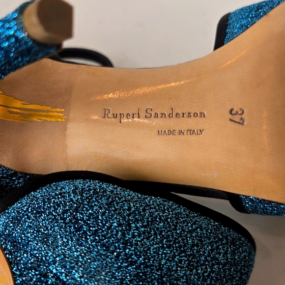 Rupert Sanderson Teal Glitter Heels